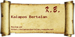 Kalapos Bertalan névjegykártya